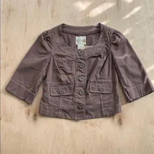 Anthropologie Cidra Lt Brown crop Blazer - Size 6